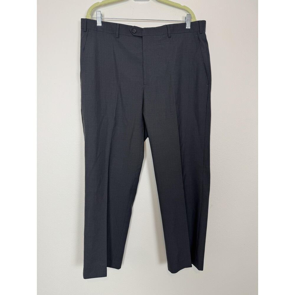 Santorelli Pants Mens 38x29 Gray Check Dress Slacks 100% Virgin Wool Italy - Picture 2 of 11